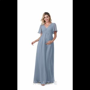 Dusty Blue Azazie Maternity bridesmaid dress